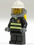 LEGO cty0024 Fire - Reflective Stripes, Black Legs, White Fire Helmet, Breathing Neck Gear with Airtanks