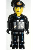 LEGO js019 Airplane Pilot with Black Pants, Black Shirt and Black Cap with Logo