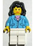 LEGO trn117 Medium Blue Jacket, White Legs, Black Mid-Length Female Hair